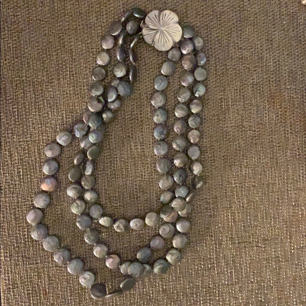 Genuine Pearl necklace with Mother of Pearl Clasp